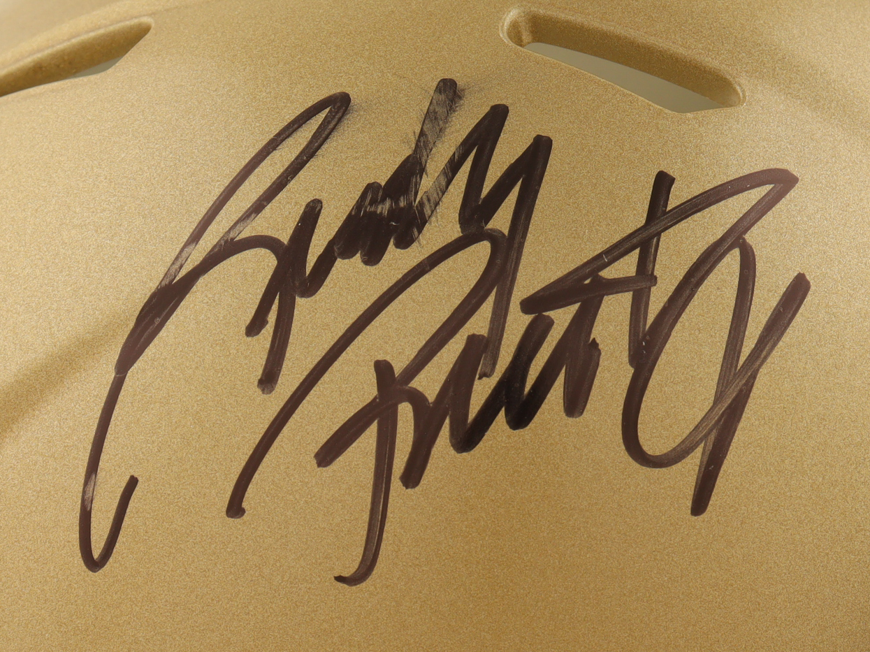 Rudy Ruettiger Signed Notre Dame Fighting Irish Speed Mini Helmet (Fanatics) at PristineAuction.com Rudy Ruettiger Signed Notre Dame Fighting Irish Speed Mini Helmet (Fanatics) at PristineAuction.com