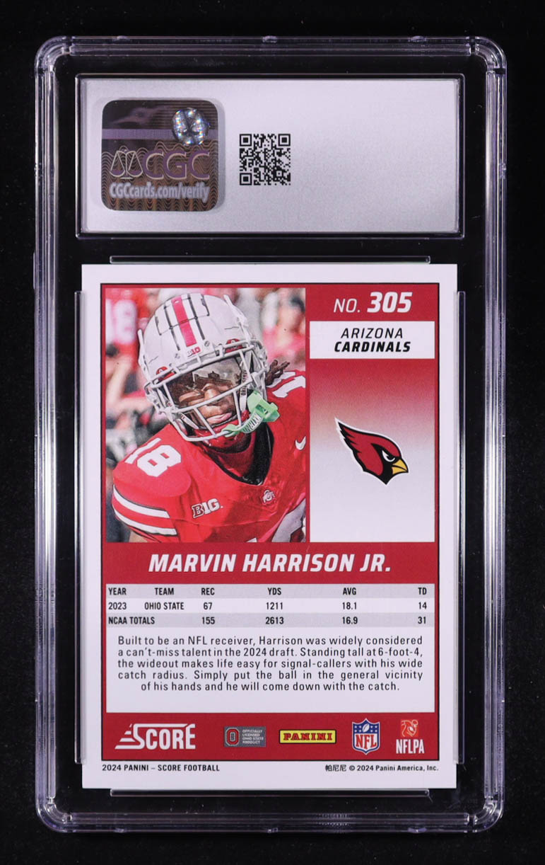 Marvin Harrison Jr. 2024 Panini Score #305 RC (CGC 9) at PristineAuction.com Marvin Harrison Jr. 2024 Panini Score #305 RC (CGC 9) at PristineAuction.com