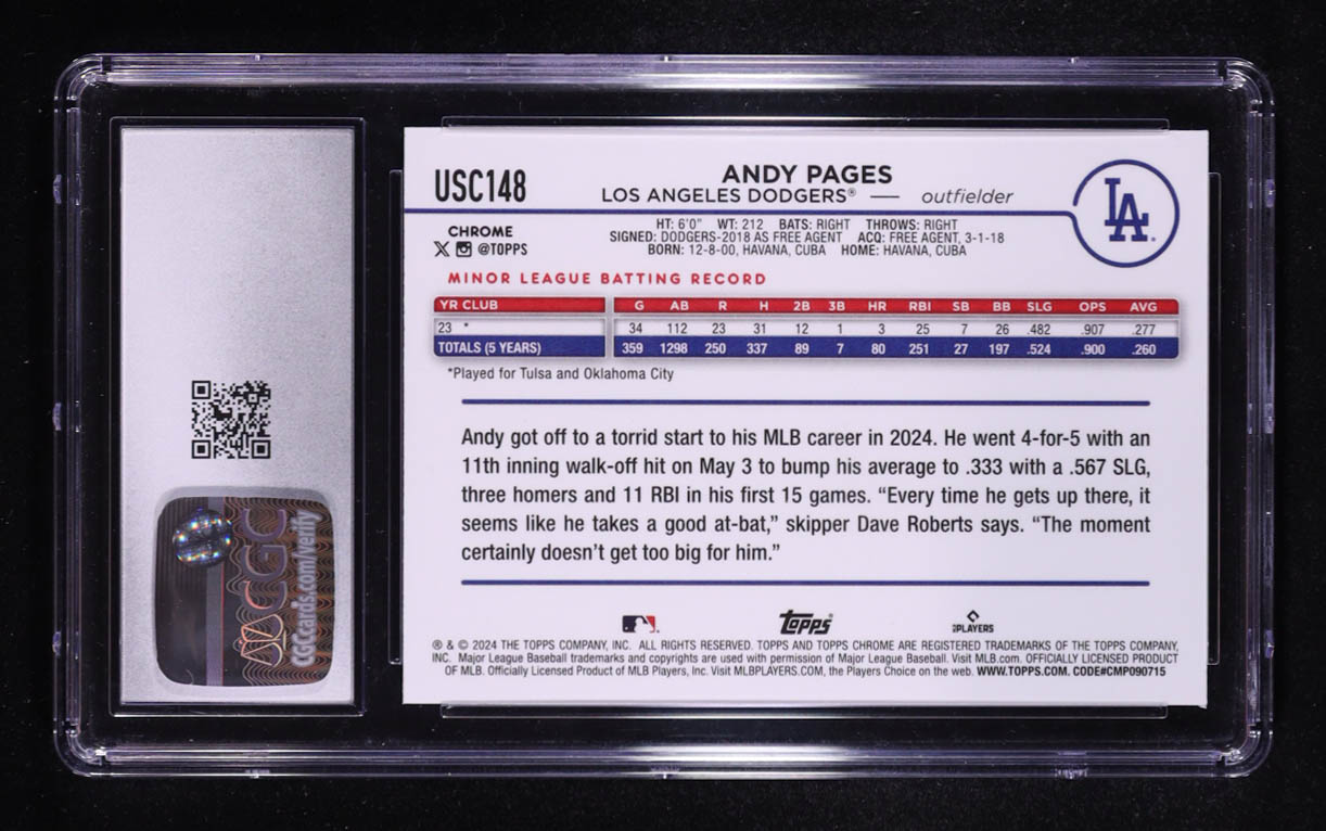 Andy Pages 2024 Topps Chrome Update Raywave Refractor #USC148 RC (CGC 9.5) at PristineAuction.com Andy Pages 2024 Topps Chrome Update Raywave Refractor #USC148 RC (CGC 9.5) at PristineAuction.com
