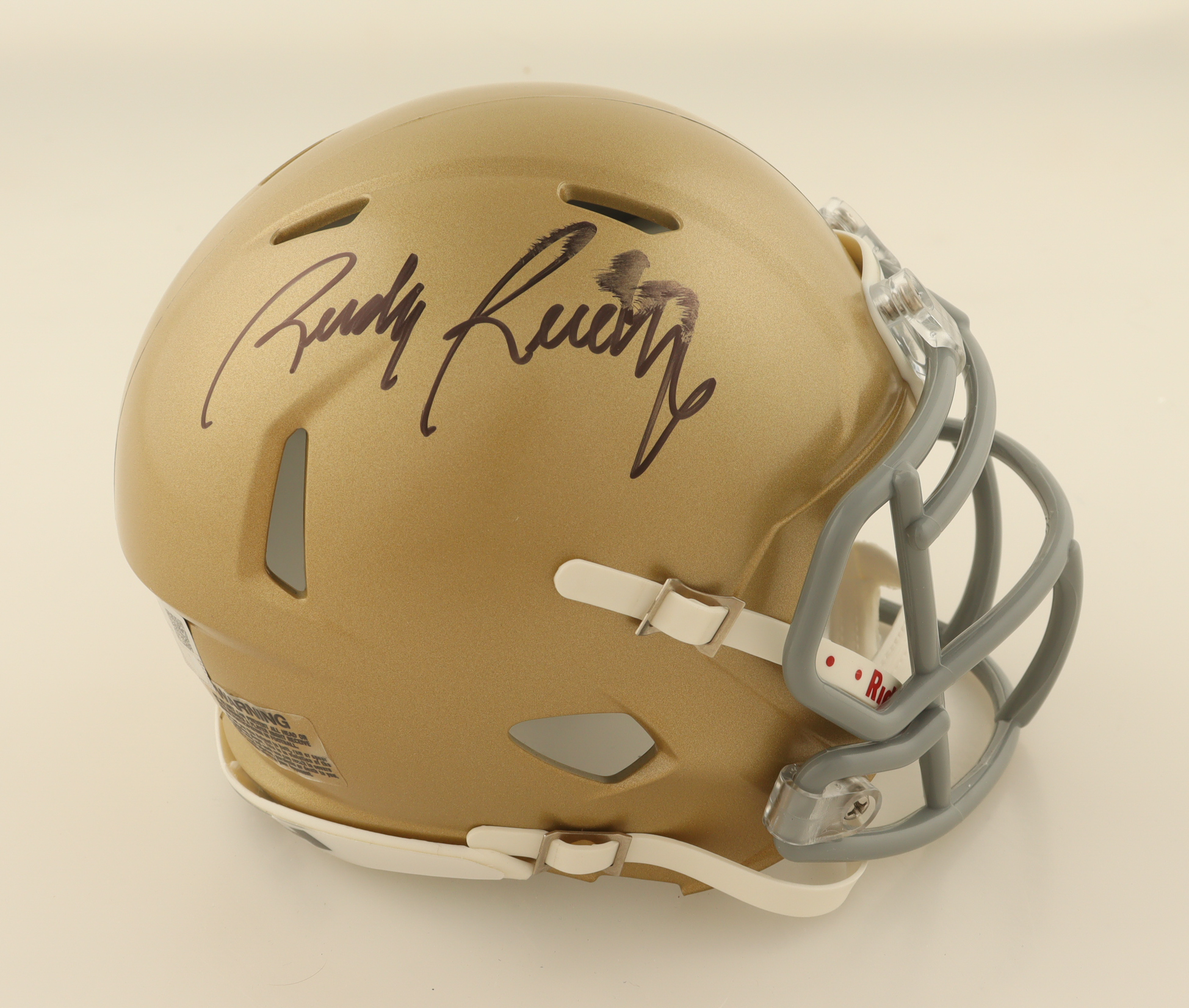 Rudy Ruettiger Signed Notre Dame Fighting Irish Speed Mini Helmet (Fanatics) at PristineAuction.com Rudy Ruettiger Signed Notre Dame Fighting Irish Speed Mini Helmet (Fanatics) at PristineAuction.com
