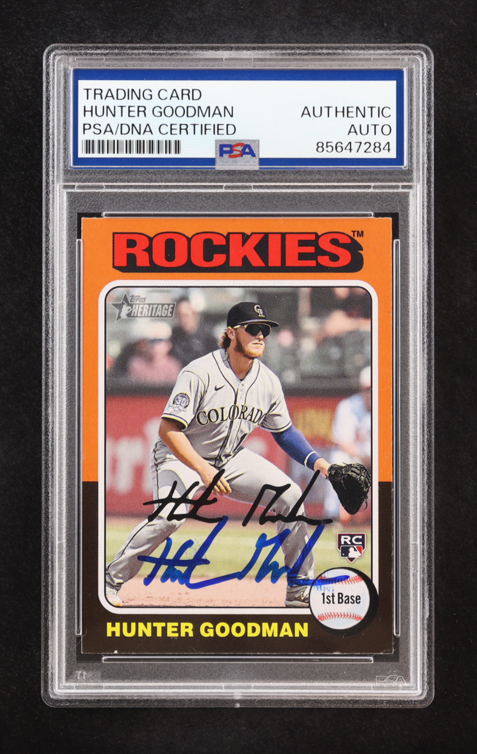 Hunter Goodman Signed 2024 Topps Heritage #379 RC (PSA) at PristineAuction.com Hunter Goodman Signed 2024 Topps Heritage #379 RC (PSA) at PristineAuction.com