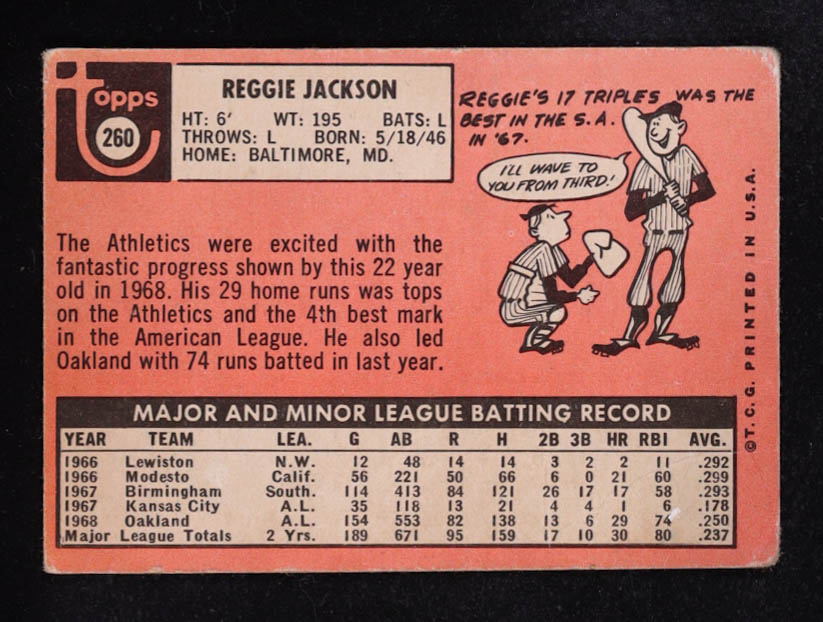 Reggie Jackson 1969 Topps #260 RC at PristineAuction.com Reggie Jackson 1969 Topps #260 RC at PristineAuction.com