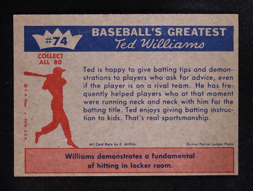 Ted Williams 1959 Fleer Ted Williams #74 Here's How at PristineAuction.com Ted Williams 1959 Fleer Ted Williams #74 Here's How at PristineAuction.com
