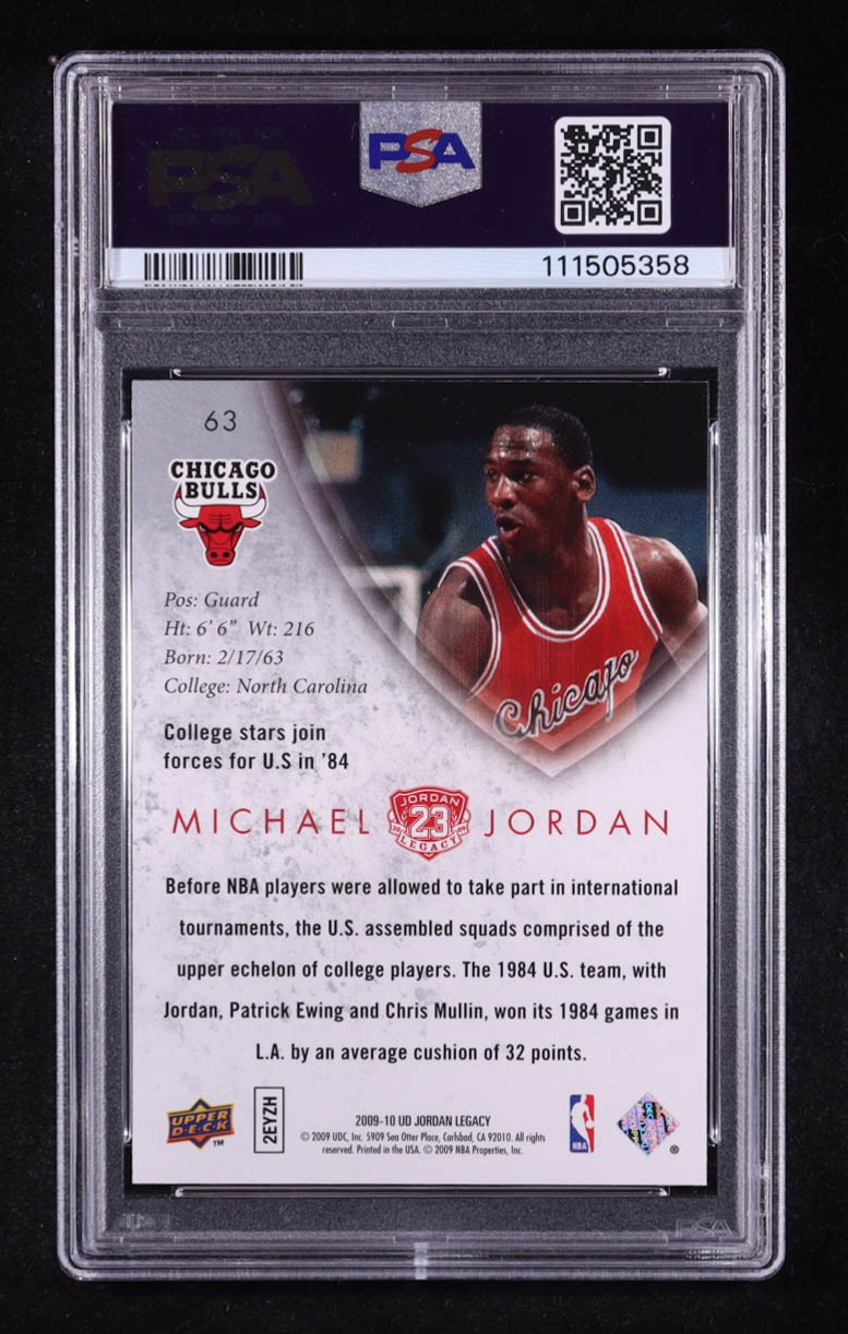 Michael Jordan 2009-10 Upper Deck Michael Jordan Legacy Collection Gold #63 (PSA 10) at PristineAuction.com Michael Jordan 2009-10 Upper Deck Michael Jordan Legacy Collection Gold #63 (PSA 10) at PristineAuction.com