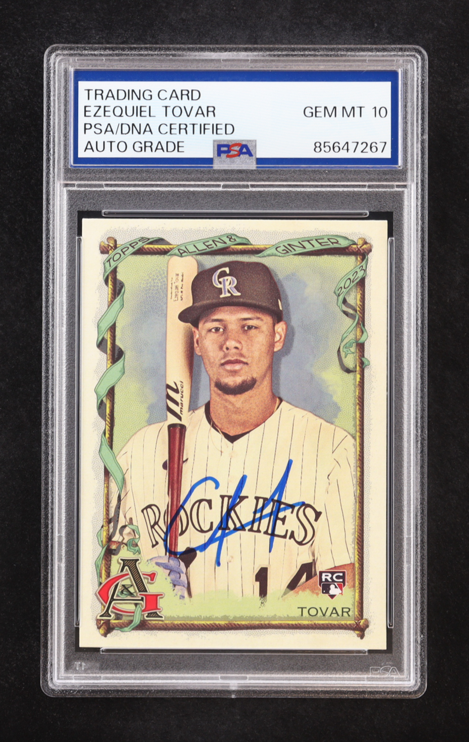 Ezequiel Tovar Signed 2023 Topps Allen and Ginter #88 RC (PSA | Auto 10) at PristineAuction.com Ezequiel Tovar Signed 2023 Topps Allen and Ginter #88 RC (PSA | Auto 10) at PristineAuction.com