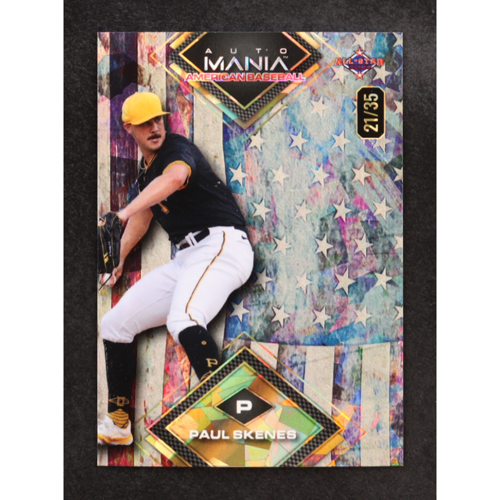 Paul Skenes 2024 Wild Card Auto Mania Diamond Vintage Flag Crystal #AMADPS3 RC #21/35 at PristineAuction.com
