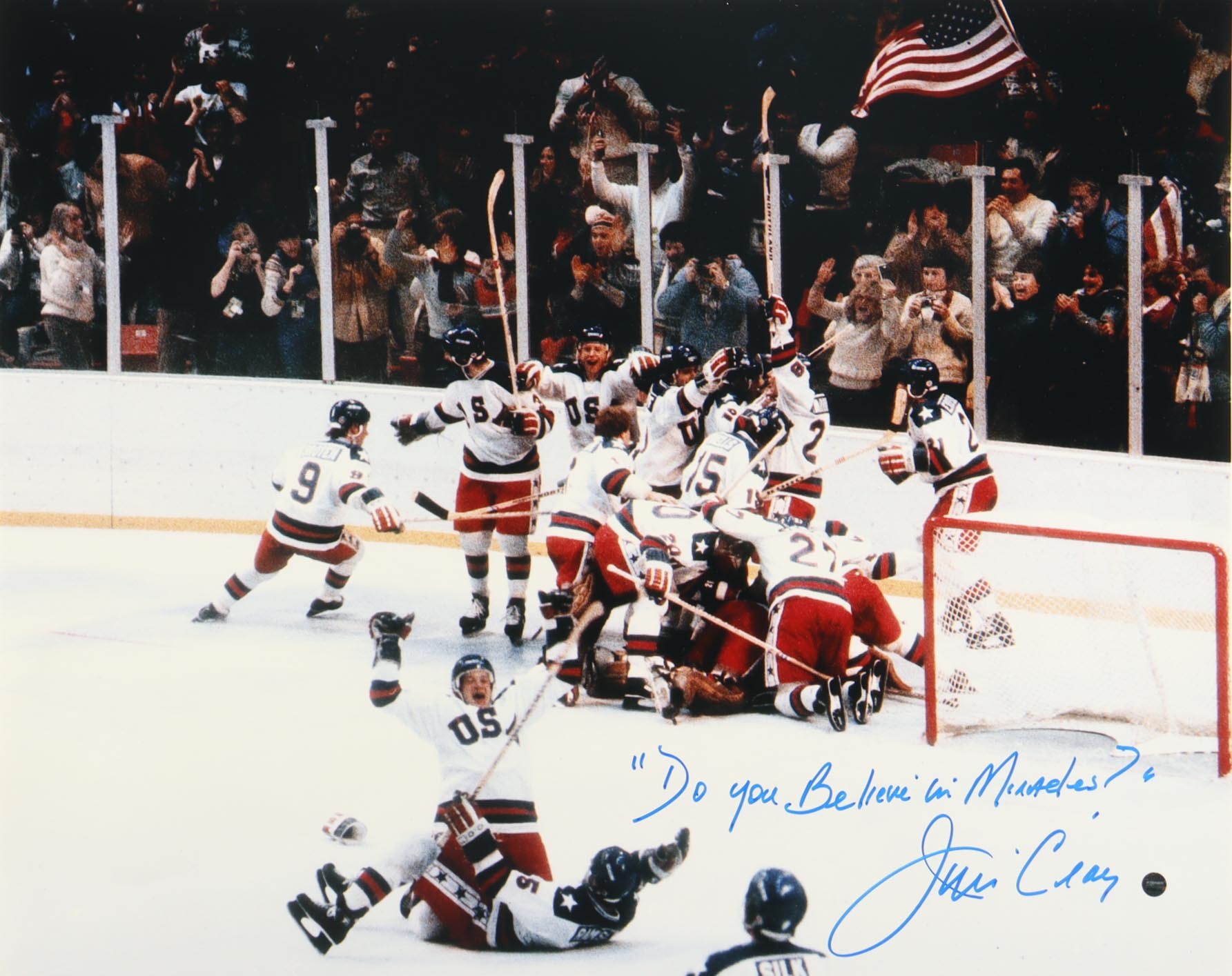 Jim Craig Signed Team USA 16x20 Photo Inscribed "Do you Believe in Miracles" (Steiner) at PristineAuction.com Jim Craig Signed Team USA 16x20 Photo Inscribed "Do you Believe in Miracles" (Steiner) at PristineAuction.com