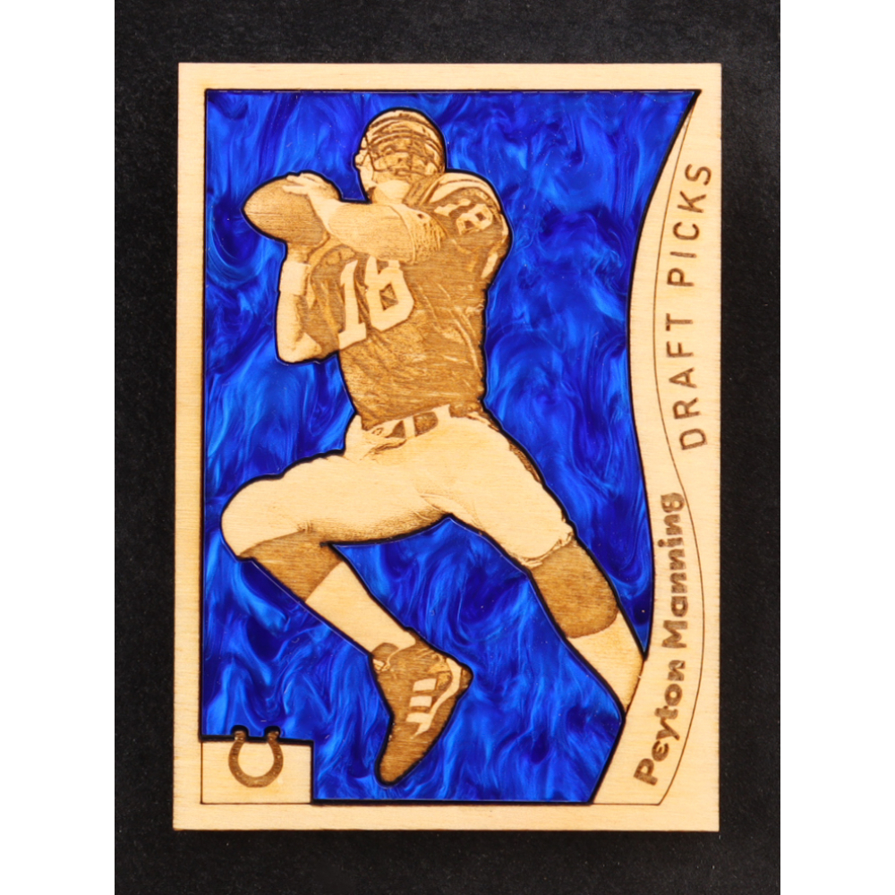 Peyton Manning Custom Wood Art Trading Card at PristineAuction.com