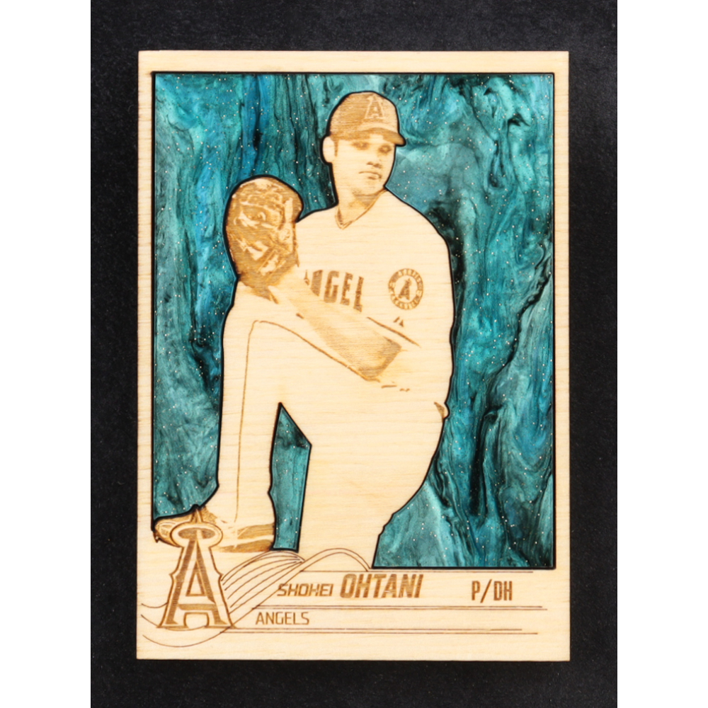 Shohei Ohtani Custom Wood Art Trading Card at PristineAuction.com
