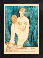 Shohei Ohtani Custom Wood Art Trading Card at PristineAuction.com