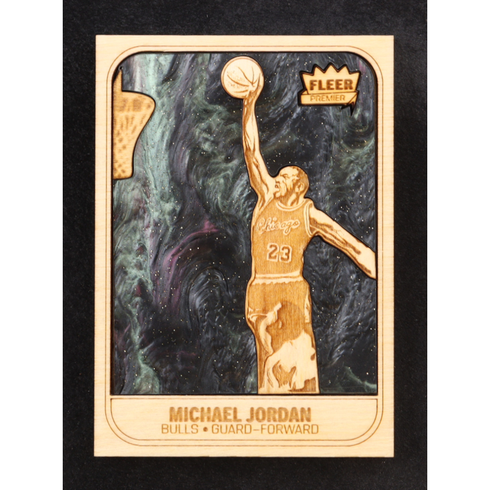 Michael Jordan Custom Wood Art Trading Card at PristineAuction.com