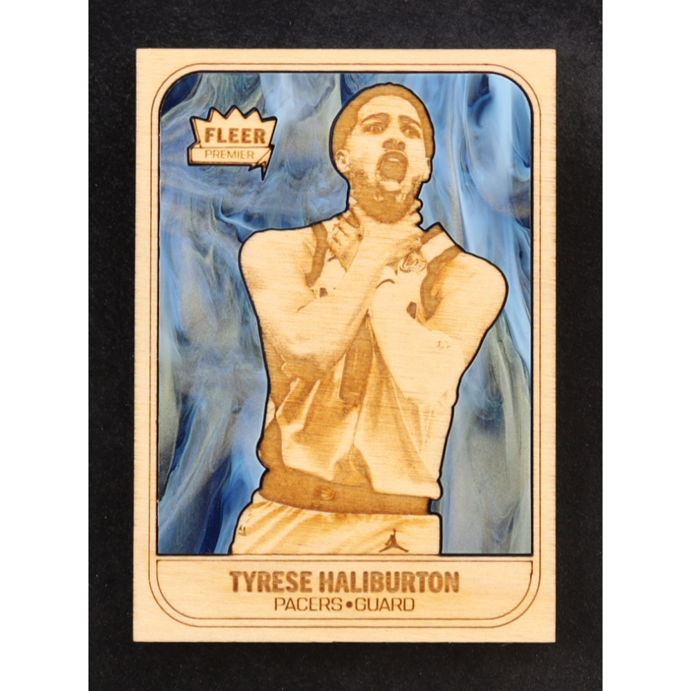 Tyrese Haliburton Custom Wood Art Trading Card at PristineAuction.com
