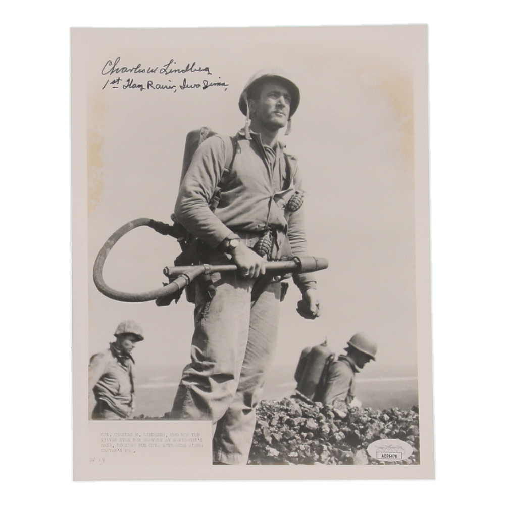 Charles W. Lindberg Signed Iwo Jima 8x10 Photo With Inscription (JSA) at PristineAuction.com