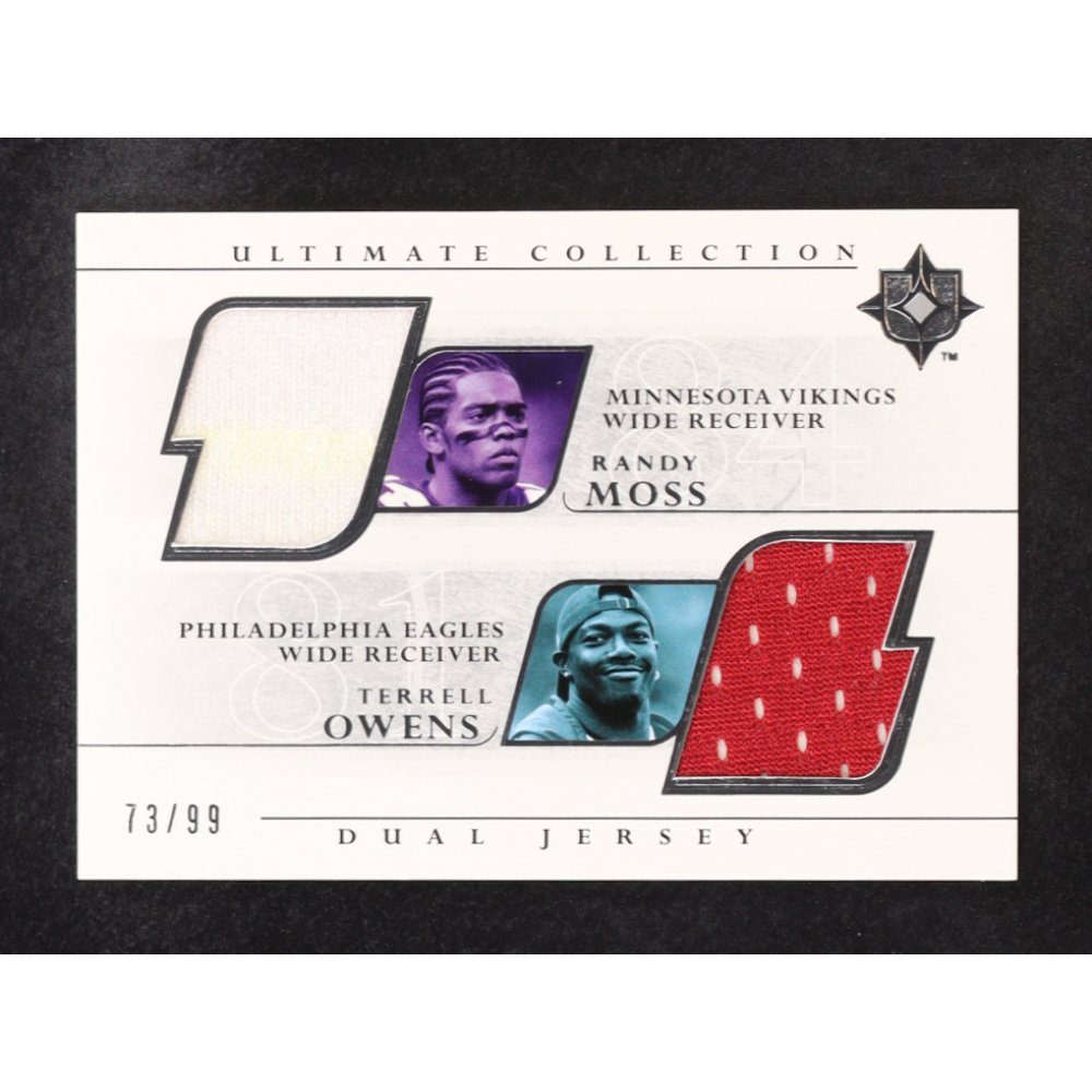 Randy Moss / Terrell Owens 2004 Ultimate Collection Game Jersey Duals #MO #73/99 at PristineAuction.com