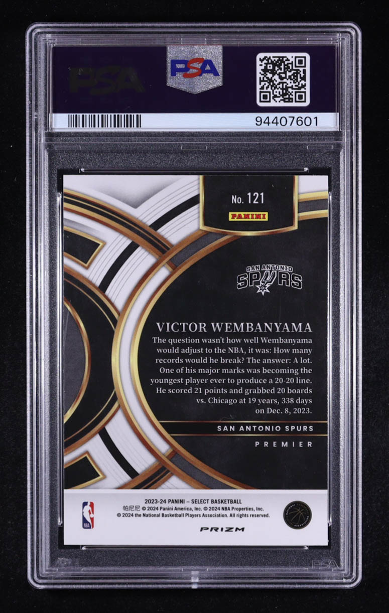 Victor Wembanyama 2023-24 Select Prizms Silver #121 RC (PSA 10) at PristineAuction.com Victor Wembanyama 2023-24 Select Prizms Silver #121 RC (PSA 10) at PristineAuction.com