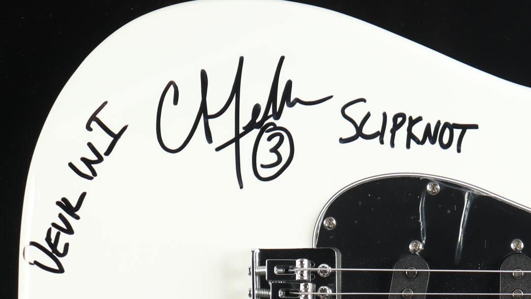 Chris Fehn Signed Electric Guitar Inscribed "Slipknot" & "Devil In I" (JSA) at PristineAuction.com Chris Fehn Signed Electric Guitar Inscribed "Slipknot" & "Devil In I" (JSA) at PristineAuction.com