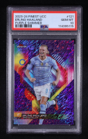 Erling Haaland 2023-24 Finest UEFA Club Competitions Purple Shimmer Refractors #121 #083/199 (PSA 10) at PristineAuction.com