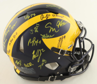 2023 Michigan Wolverines Full-Size Authentic On-Field Speed Helmet Team-Signed by (17) with J.J. McCarthy, Blake Corum, Roman Wilson, Colston Loveland Inscribed "Go Blue 15-0" & "23 Champs!" (Beckett) at PristineAuction.com