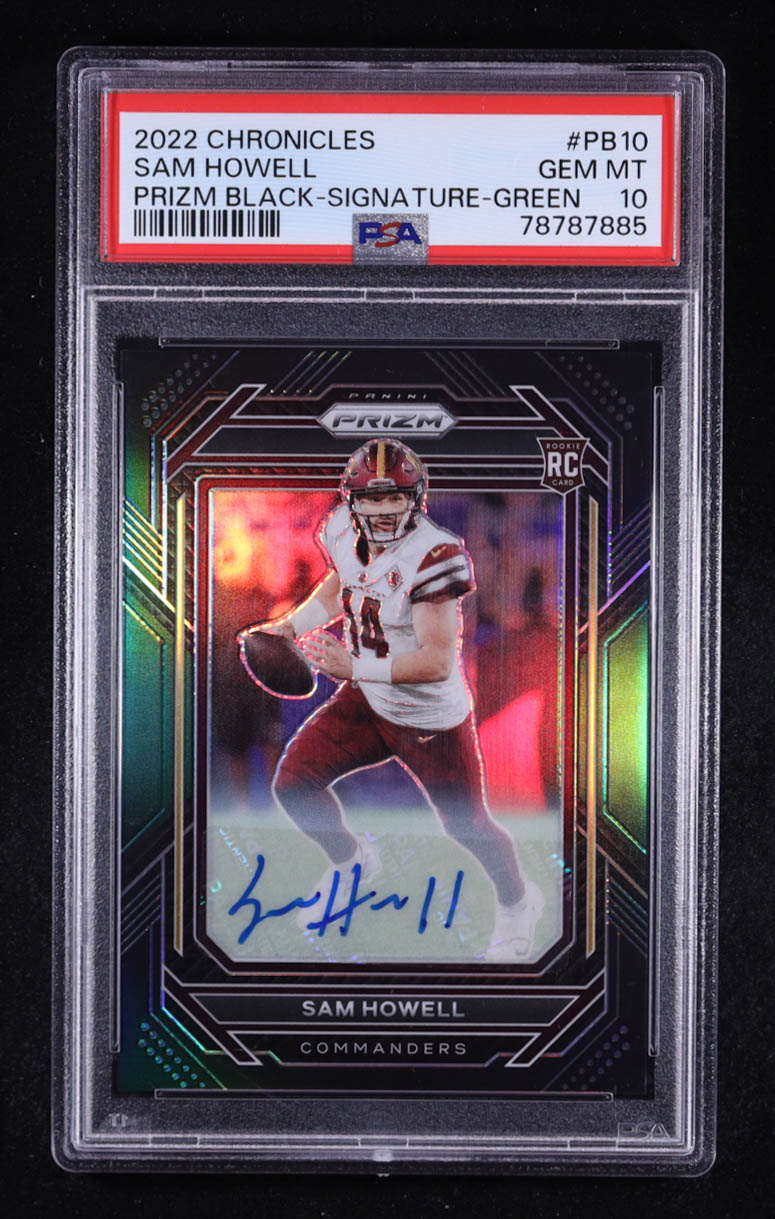 Sam Howell 2022 Panini Chronicles Prizm Black Signatures Green #10 RC #11/49 (PSA 10) at PristineAuction.com Sam Howell 2022 Panini Chronicles Prizm Black Signatures Green #10 RC #11/49 (PSA 10) at PristineAuction.com