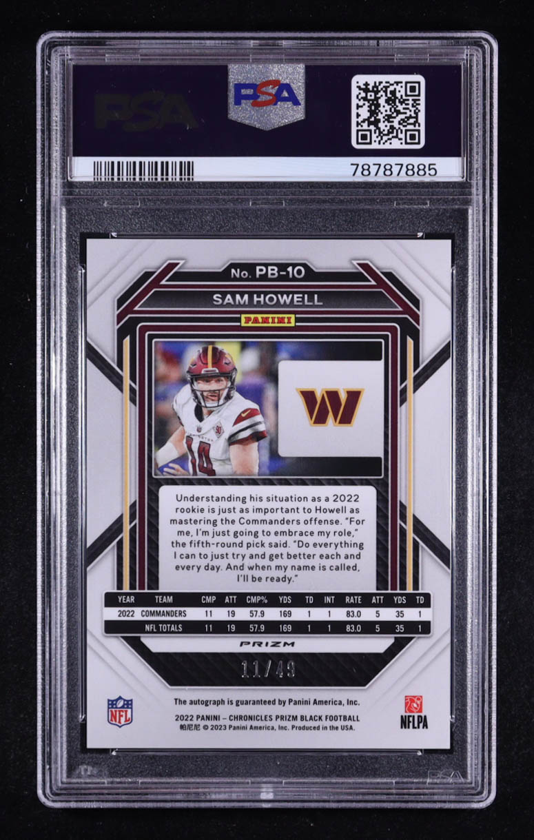 Sam Howell 2022 Panini Chronicles Prizm Black Signatures Green #10 RC #11/49 (PSA 10) at PristineAuction.com Sam Howell 2022 Panini Chronicles Prizm Black Signatures Green #10 RC #11/49 (PSA 10) at PristineAuction.com