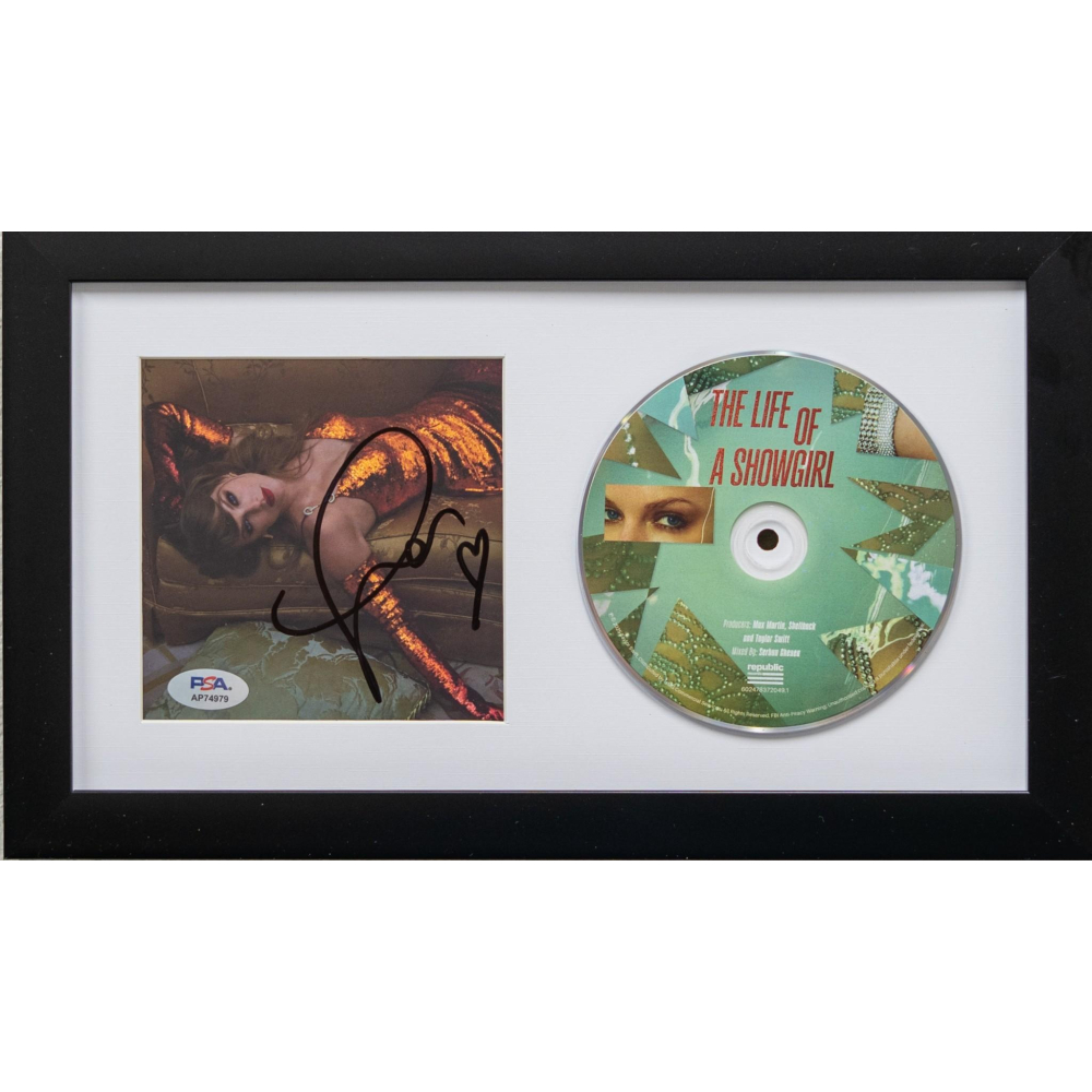 Taylor Swift Signed "The Life of a Showgirl" Custom Framed CD Insert Display (PSA) at PristineAuction.com