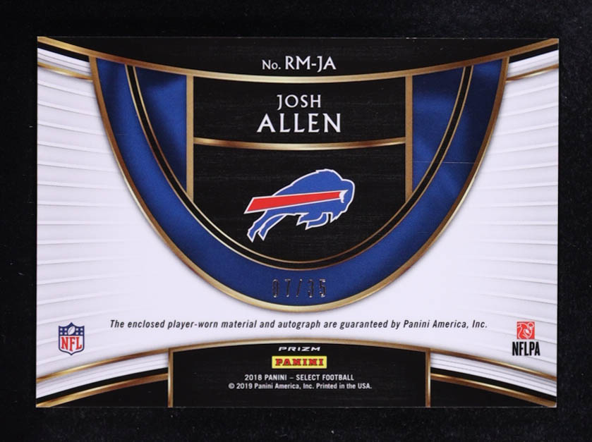 Josh Allen 2018 Select Rookie Signature Memorabilia Prizm Blue #4 #07/35 RC at PristineAuction.com Josh Allen 2018 Select Rookie Signature Memorabilia Prizm Blue #4 #07/35 RC at PristineAuction.com