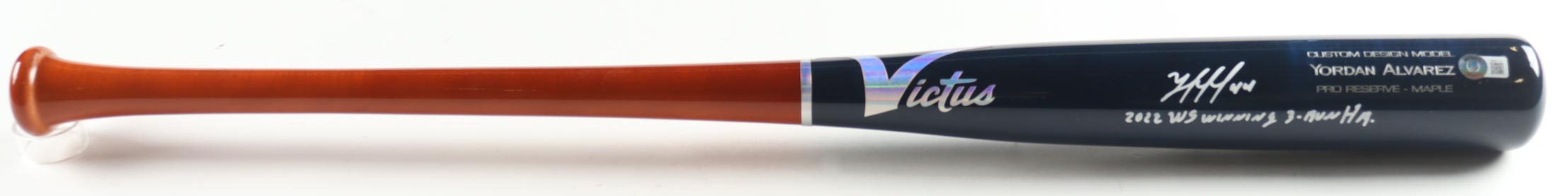 Yordan Alvarez Signed Victus Player Model Bat Inscribed "2022 WS Winning 3-Run HR" (Beckett) at PristineAuction.com Yordan Alvarez Signed Victus Player Model Bat Inscribed "2022 WS Winning 3-Run HR" (Beckett) at PristineAuction.com