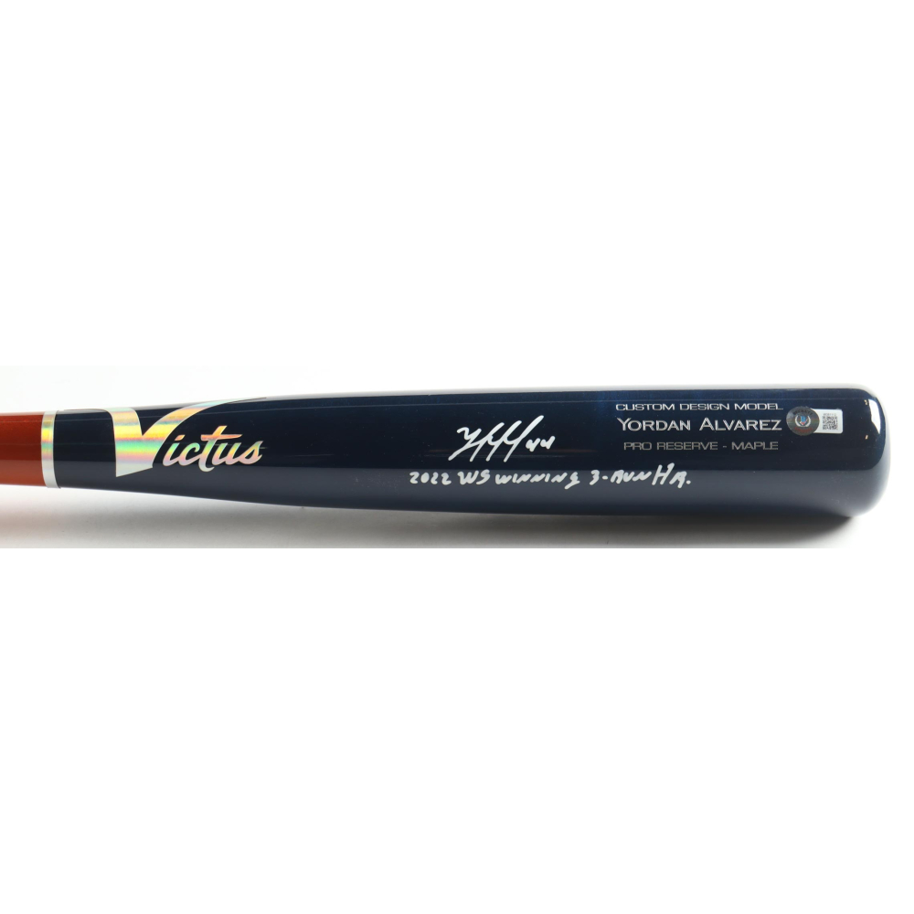 Yordan Alvarez Signed Victus Player Model Bat Inscribed "2022 WS Winning 3-Run HR" (Beckett) at PristineAuction.com