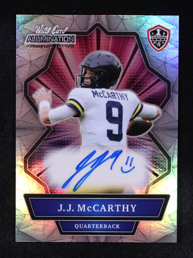 JJ McCarthy 2022 Wild Card Alumination NIL Retail Autographs Silver #ANBCA1 RC at PristineAuction.com JJ McCarthy 2022 Wild Card Alumination NIL Retail Autographs Silver #ANBCA1 RC at PristineAuction.com