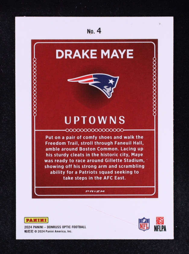 Drake Maye 2024 Donruss Optic Uptowns #4 RC at PristineAuction.com Drake Maye 2024 Donruss Optic Uptowns #4 RC at PristineAuction.com