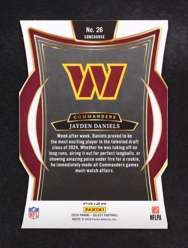 Jayden Daniels 2024 Select Prizm Silver Die Cut #26 RC at PristineAuction.com Jayden Daniels 2024 Select Prizm Silver Die Cut #26 RC at PristineAuction.com