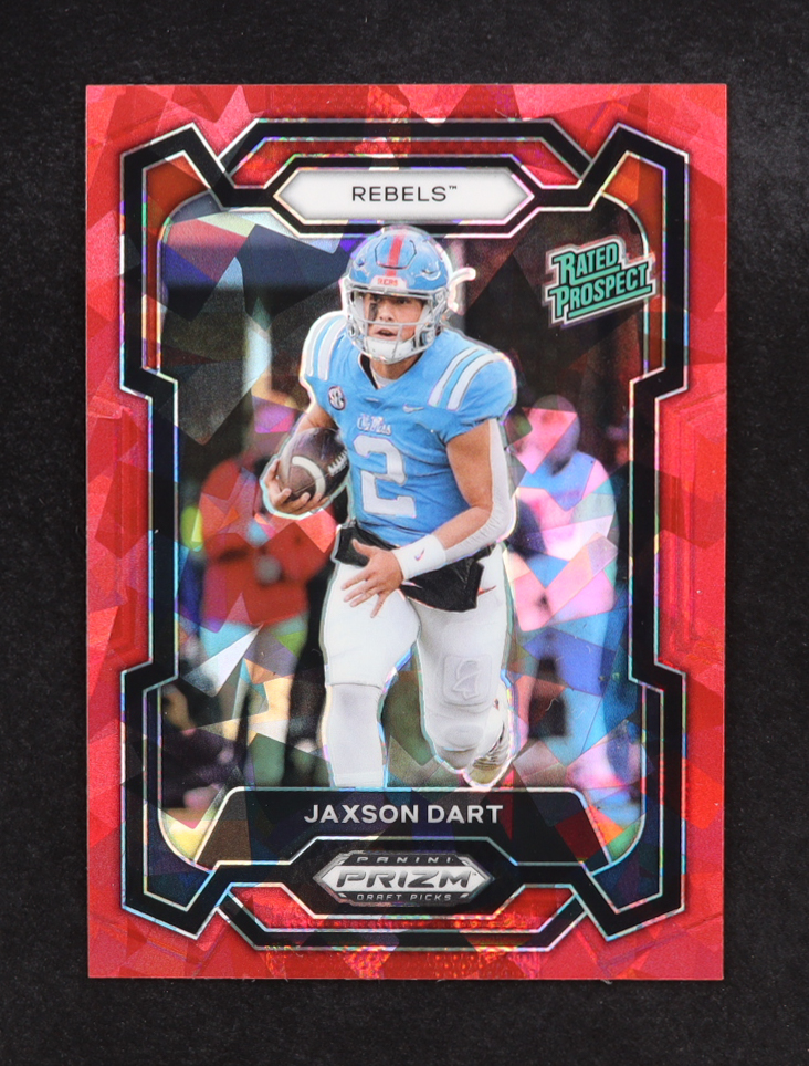Jaxson Dart 2024 Panini Prizm Draft Picks Prizms Red Ice #147 RC at PristineAuction.com Jaxson Dart 2024 Panini Prizm Draft Picks Prizms Red Ice #147 RC at PristineAuction.com
