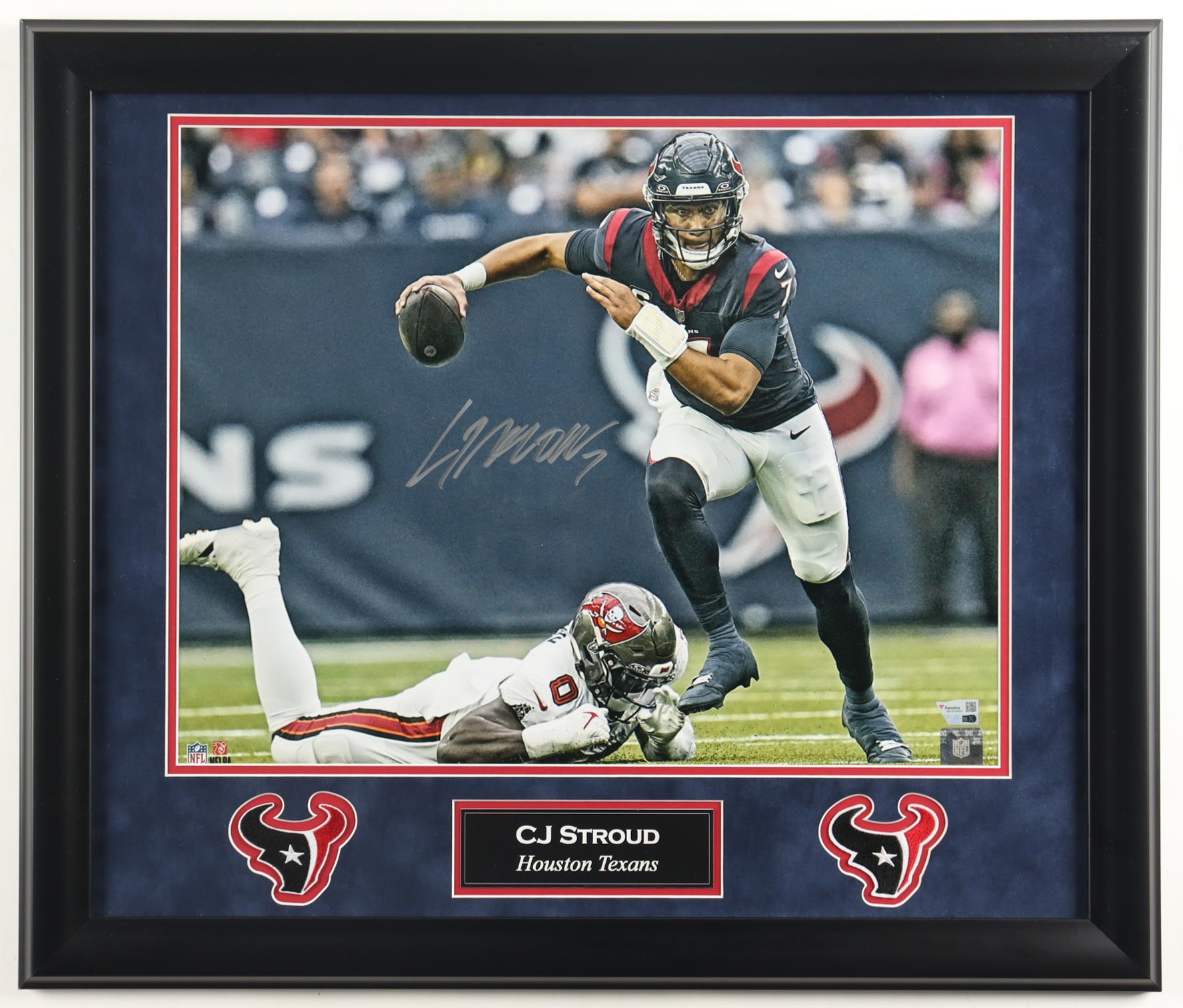 CJ Stroud Signed Texans Custom Framed Photo Display with Name & Team Plaque (Fanatics) at PristineAuction.com CJ Stroud Signed Texans Custom Framed Photo Display with Name & Team Plaque (Fanatics) at PristineAuction.com