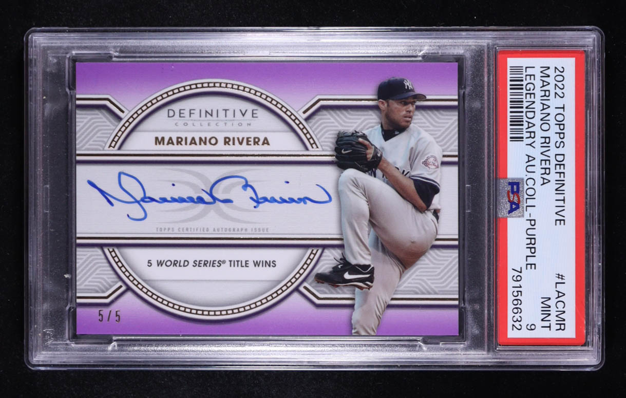 Mariano Rivera 2022 Topps Definitive Collection Legendary Autographs Purple #LACMR #5/5 (PSA 9) at PristineAuction.com Mariano Rivera 2022 Topps Definitive Collection Legendary Autographs Purple #LACMR #5/5 (PSA 9) at PristineAuction.com