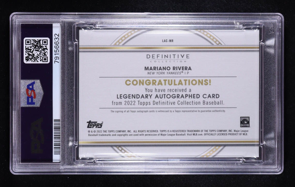Mariano Rivera 2022 Topps Definitive Collection Legendary Autographs Purple #LACMR #5/5 (PSA 9) at PristineAuction.com Mariano Rivera 2022 Topps Definitive Collection Legendary Autographs Purple #LACMR #5/5 (PSA 9) at PristineAuction.com