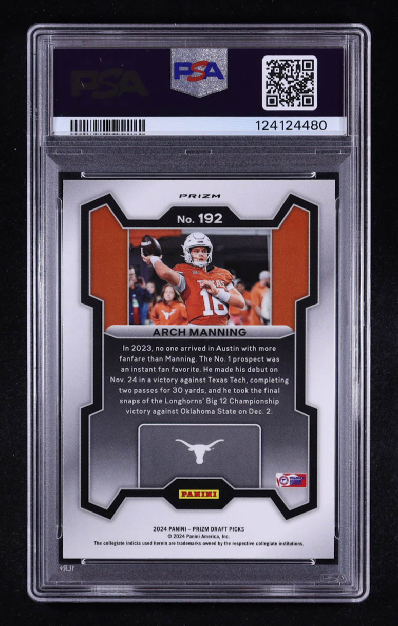 Arch Manning 2024 Panini Prizm Draft Picks Prizms Red Ice #192 RC (PSA 10) at PristineAuction.com Arch Manning 2024 Panini Prizm Draft Picks Prizms Red Ice #192 RC (PSA 10) at PristineAuction.com