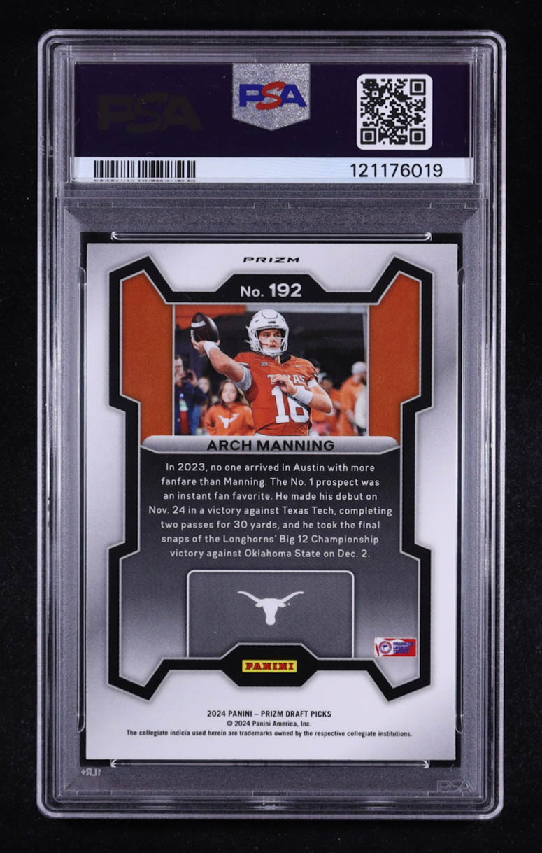 Arch Manning 2024 Panini Prizm Draft Picks Prizms Red Ice #192 RC (PSA 10) at PristineAuction.com Arch Manning 2024 Panini Prizm Draft Picks Prizms Red Ice #192 RC (PSA 10) at PristineAuction.com