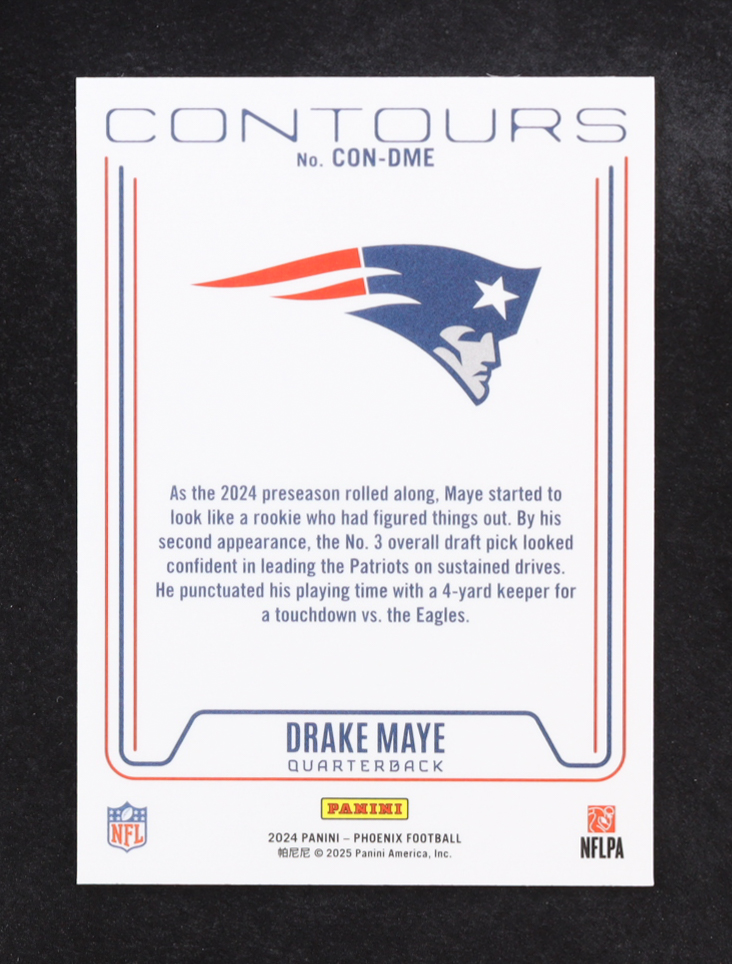Drake Maye 2024 Panini Phoenix Contours #12 RC at PristineAuction.com Drake Maye 2024 Panini Phoenix Contours #12 RC at PristineAuction.com