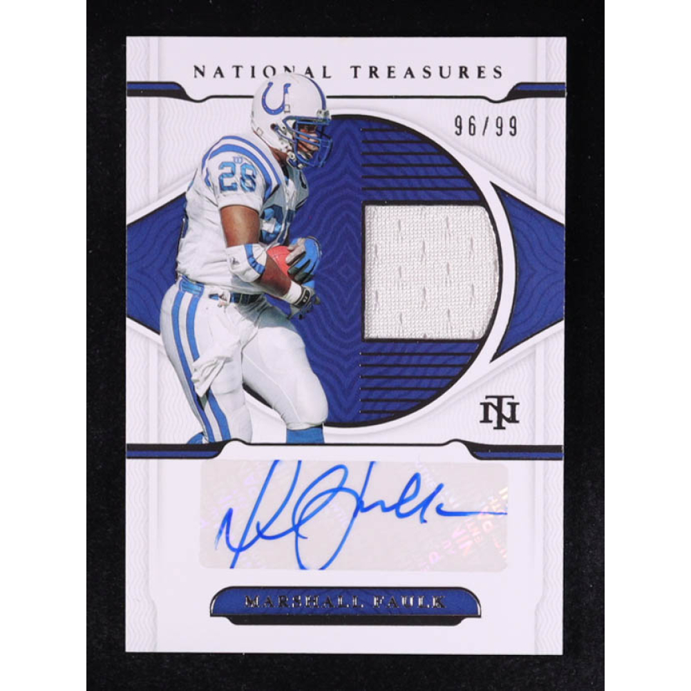 Marshall Faulk 2021 Panini National Treasures Material Signatures #13 #96/99 at PristineAuction.com