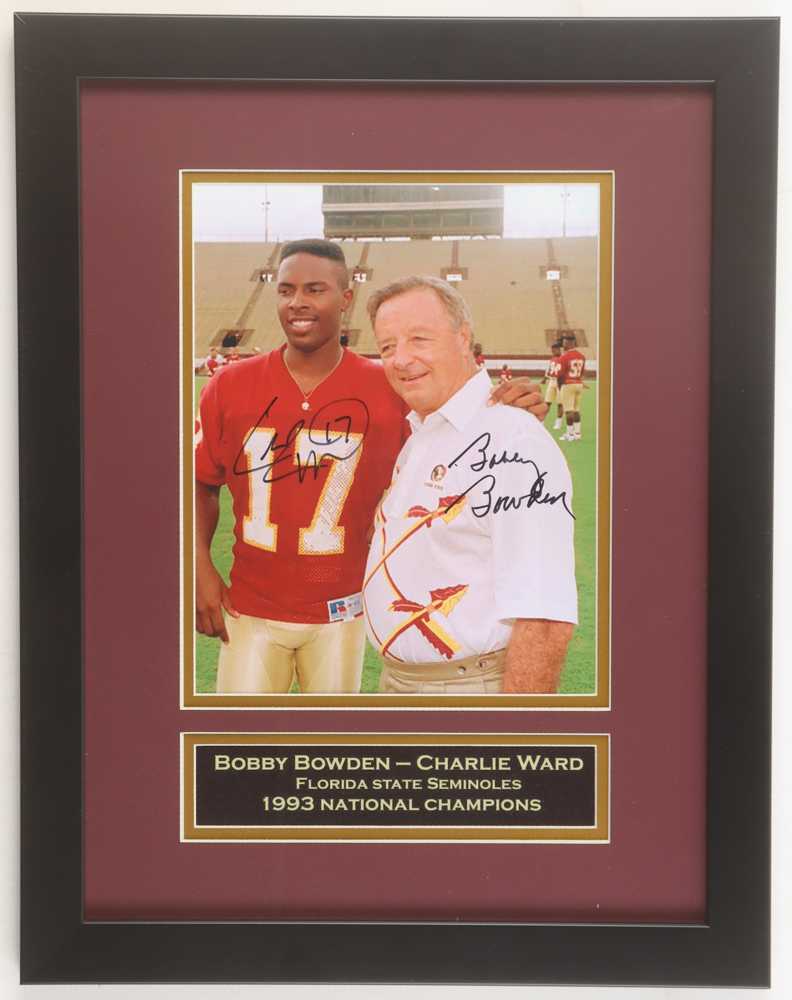 Bobby Bowden & Charlie Ward Signed Florida State Seminoles Custom Framed Photo Display (JSA) at PristineAuction.com Bobby Bowden & Charlie Ward Signed Florida State Seminoles Custom Framed Photo Display (JSA) at PristineAuction.com