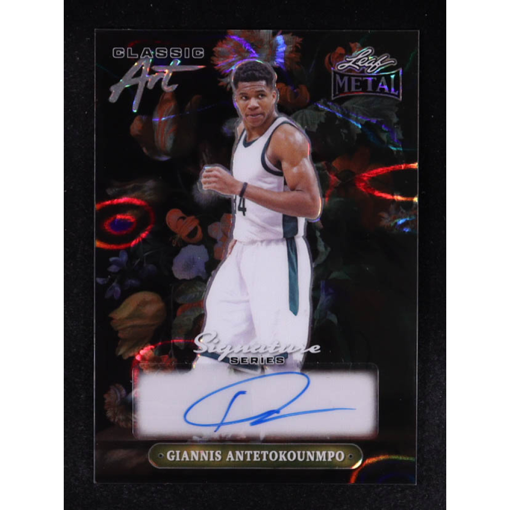Giannis Antetokounmpo 2024 Leaf Metal Classic Art Signature Series Silver Lava #CAGA1 #1/1 at PristineAuction.com
