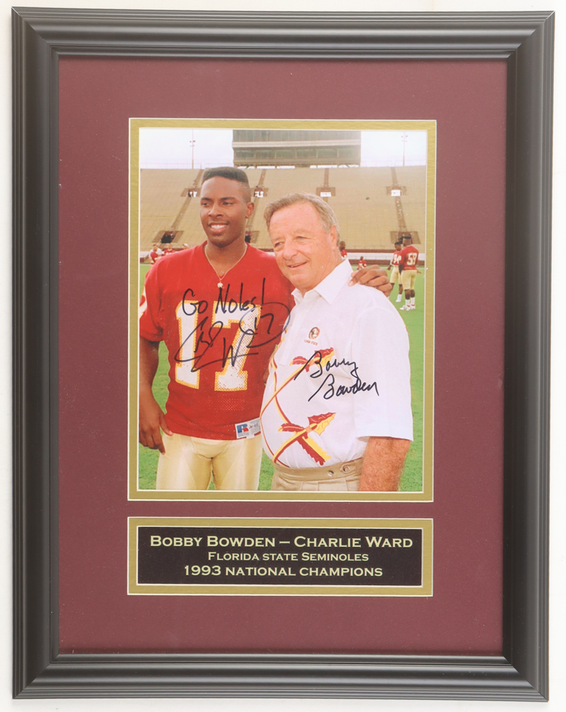 Bobby Bowden & Charlie Ward Signed Florida State Seminoles Custom Framed Photo Display Inscribed "Go Noles!" (JSA) at PristineAuction.com Bobby Bowden & Charlie Ward Signed Florida State Seminoles Custom Framed Photo Display Inscribed "Go Noles!" (JSA) at PristineAuction.com
