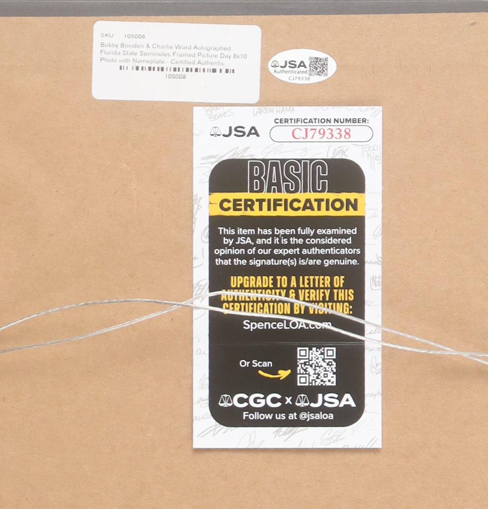 Bobby Bowden & Charlie Ward Signed Florida State Seminoles Custom Framed Photo Display Inscribed "Go Noles!" (JSA) at PristineAuction.com Bobby Bowden & Charlie Ward Signed Florida State Seminoles Custom Framed Photo Display Inscribed "Go Noles!" (JSA) at PristineAuction.com