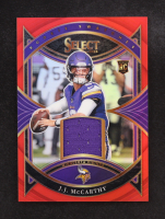 J.J. McCarthy 2024 Select Rookie Swatches Prizm Red #15 RC at PristineAuction.com