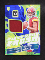 Jayden Daniels 2024 Donruss Optic First Year Fresh Jerseys Blue Hyper #17 RC at PristineAuction.com