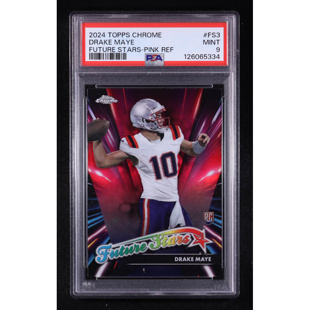 Drake Maye 2024 Topps Chrome Future Stars Pink Refractor #FS3 RC (PSA 9) at PristineAuction.com