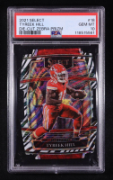 Tyreek Hill 2021 Panini Select Die-Cut Zebra Prizm #18 (PSA 10) at PristineAuction.com
