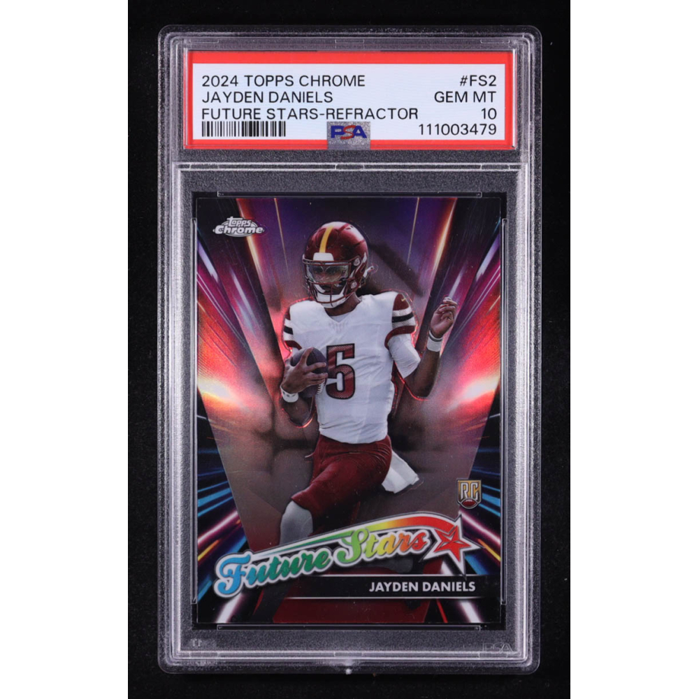 Jayden Daniels 2024 Topps Chrome Future Stars Refractor #FS2 RC (PSA 10) at PristineAuction.com