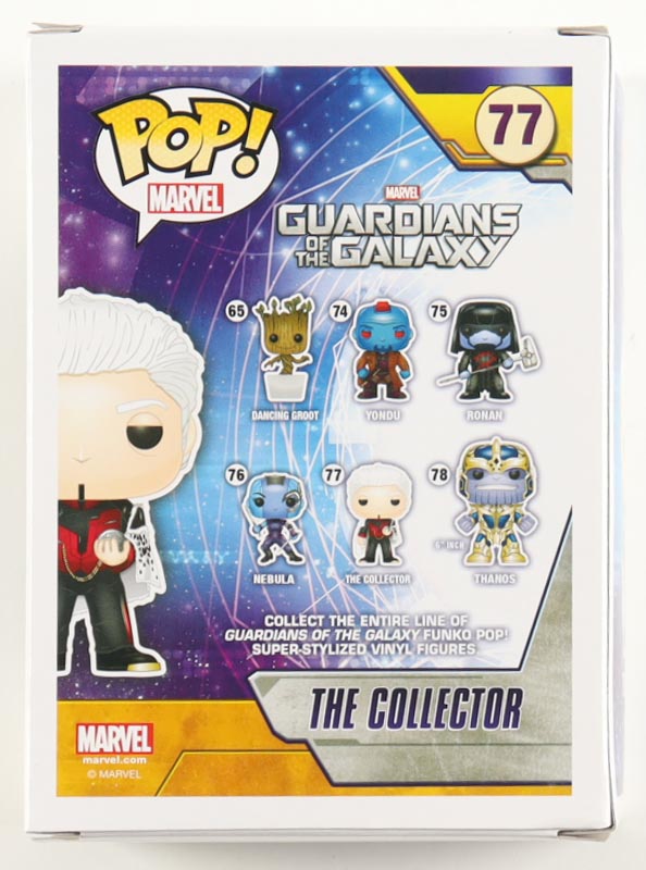 Benicio Del Toro Signed "Guardians of the Galaxy" #77 The Collector Funko Pop! Vinyl Figure (Beckett) at PristineAuction.com Benicio Del Toro Signed "Guardians of the Galaxy" #77 The Collector Funko Pop! Vinyl Figure (Beckett) at PristineAuction.com