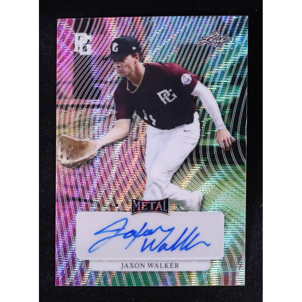 Jaxon Walker 2023 Leaf Metal Perfect Game National Showcase Neon Wave Autographed Pre-Production Proof #MAJW1 RC #1/1 at PristineAuction.com